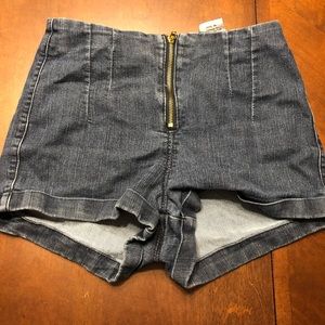 Zip up jean shorts